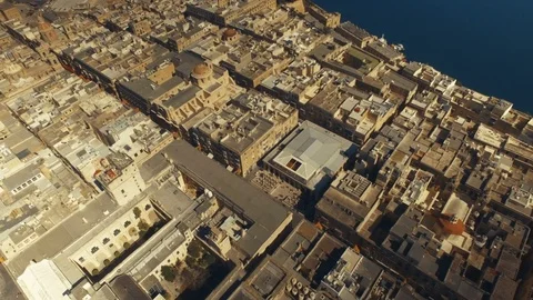 High Aerial shot over the architecture in Valletta, Malta Stock Footage 91112866