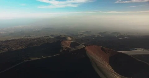 High Aerial shot on top of Mount Etna Stock Footage 77080757