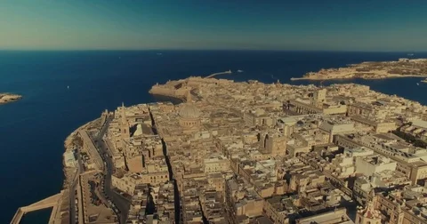 High Aerial shot of Valletta Stock Footage 73814682
