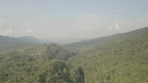 High aerial tilts down over the Mandiyaco Canyon cutting through green landscape Vidéo 104825741
