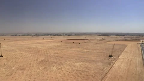 High aerial view of a broad patterned construction site 库存影片 346425423