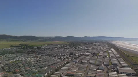 High aerial view of caravan park near city Stock Footage 313453258