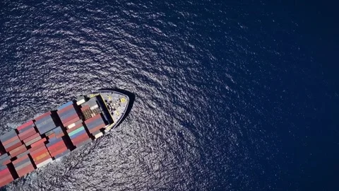 High aerial view of a container cargo ship Stock Footage 263475451