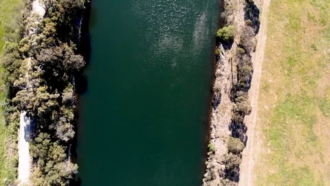 High Aerial View Flying Over River Stock Footage 99018168