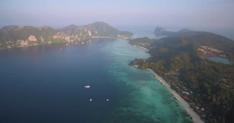 High Aerial View Over Long Beach And Ton Sai, Phi Phi Islands, Thailand Stock Footage 78773489
