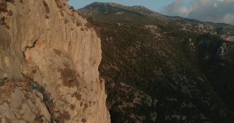 High Aerial view of Paradise Bay and ancient ruins in Kabak Faralya. Turkey. Stock Footage 93472653