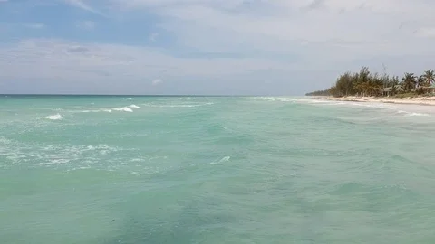High Aerial View of Pelican Point Beach, Grand Bahama Bahamas Stock Footage 88993544