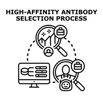 High affinity antibody selection process concept Stockillustratie
