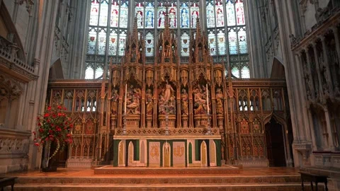 The High Alter at Gloucester Cathedral. Stock Footage 321461238