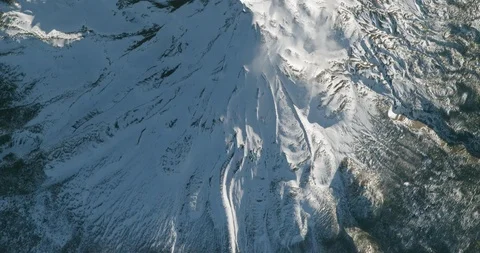 High-altitude aerial of Mount Shasta, California Stock Footage