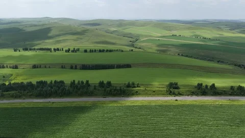 High altitude aerial view of Inner Mongolia grassland and wetlands Stock Footage 337555257