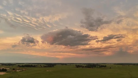 High altitude aerial view of Inner Mongolia grassland and wetlands Stock Footage 337555865