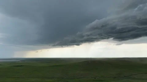 High altitude aerial view of Inner Mongolia grassland and wetlands Stock Footage 337559470