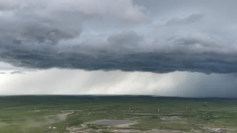 High altitude aerial view of Inner Mongolia grassland and wetlands Stock Footage 337559484