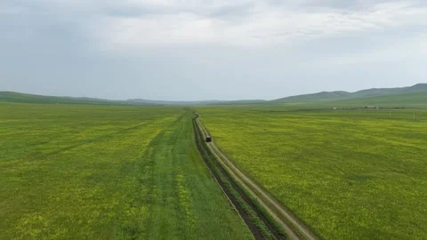 High altitude aerial view of Inner Mongolia grassland and wetlands Stock Footage 337559507