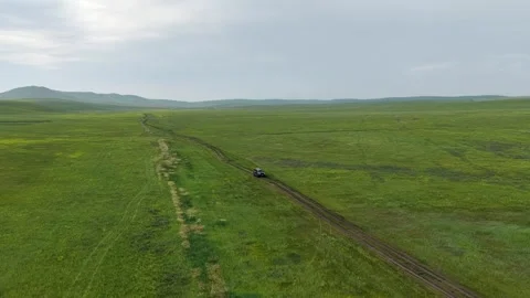 High altitude aerial view of Inner Mongolia grassland and wetlands Stock Footage 337561677