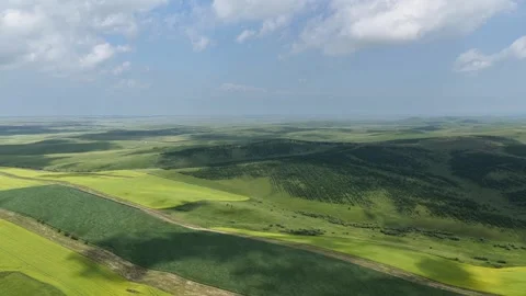 High altitude aerial view of Inner Mongolia grassland and wetlands Stock Footage 337561764
