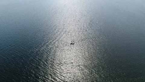 High altitude aerial view of two sloops laying next to each other 4k Stock Footage 101109110
