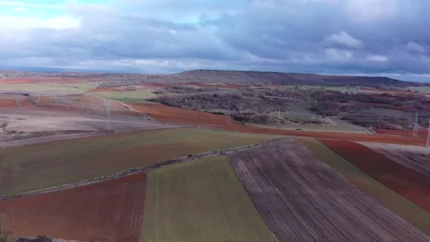 High altitude aerial view of vast agricultural fields Stock Footage 327709341