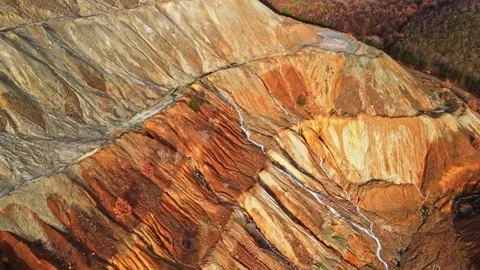 High Altitude Ascend Top Down View of Large Vivid Dune Natural Water Spring Stock Footage 274132912