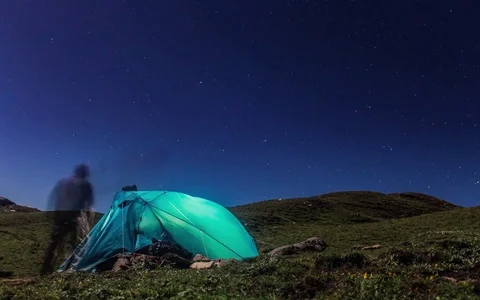 High altitude camping Stock Footage 79238880