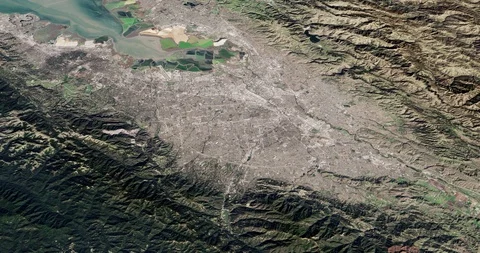 High-altitude circular tracking shot of San Jose, California Stock-Footage 97194077