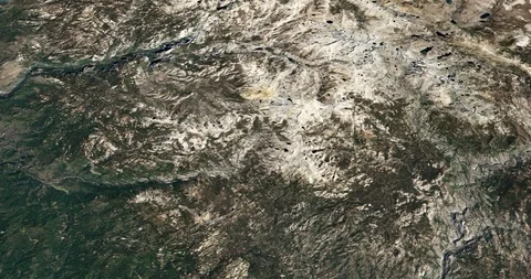 High-altitude circular tracking shot of Yosemite National Park Stock Footage 97327726