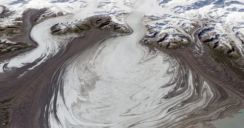 High-altitude circular tracking shot of Malaspina Glacier, Alaska Stock Footage 97333412