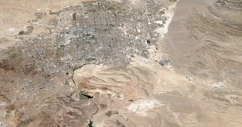 High-altitude circular tracking shot of Las Vegas, Nevada Stock-Footage 97335701