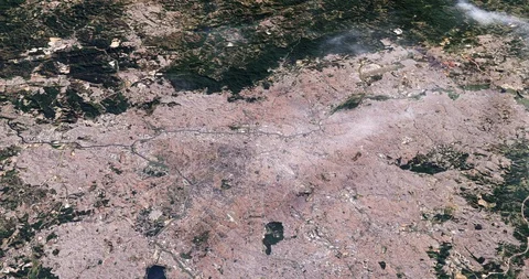 High-altitude circular tracking shot of Sao Paulo, Brazil Stock Footage 97421122