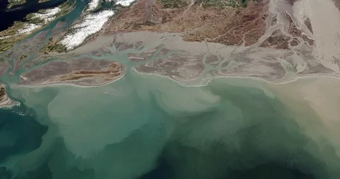 High-altitude circular tracking shot: Copper River Valley, Alaska Stock Footage 97425513