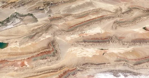 High-altitude circular tracking shot of Tien Shan mountains, China Stock Footage 97425886