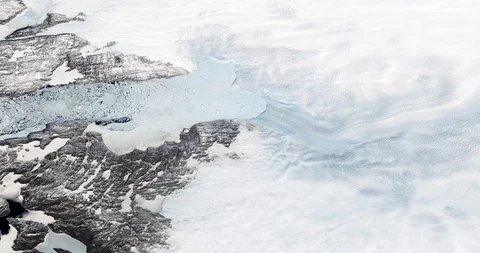 High-altitude circular tracking shot: Jakobshavn Glacier, Greenland Stock Footage 97427453