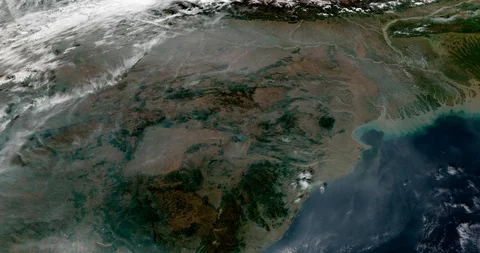 High-altitude circular tracking shot of the west coast of India Video stock 97658881
