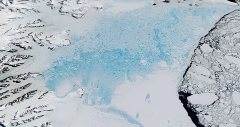 High-altitude circular tracking shot of Larsen Ice Shelf, Antarctica Stock Footage 97666897
