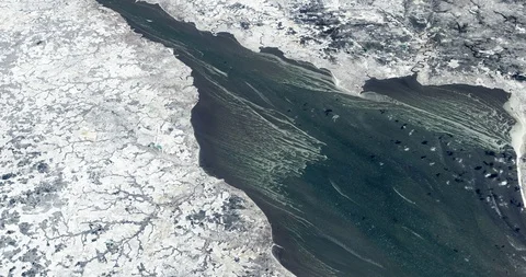 High-altitude circular tracking shot of Eastern Seaboard, US Stock-Footage 97667610