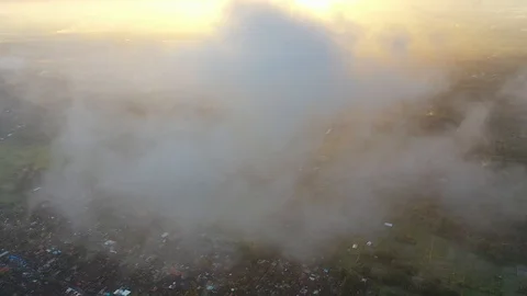 High Altitude Clouds and Bali Village Aerial Shot Stock Footage 125504387
