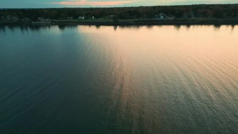 High Altitude Drone Flight Over Atlantic Ocean Towards The Shoreline At Sunset Stock-Footage 255145380