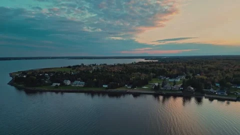 High Altitude Drone Flight Over Atlantic Ocean At Sunset Towards The Shore Stock Footage 255145390