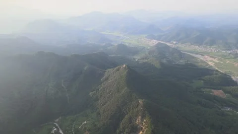 High Altitude Drone Orbit Over Guksabong Mountain and Valley in South Korea Stock Footage 343197205