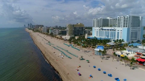 High-Altitude Drone Shot Facing South with Beach and Ocean Split View Stock Footage 95818096