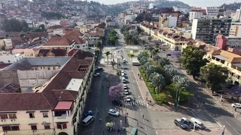 High-Altitude Drone Shot of the Main Square in Antananarivo Stock Footage 322893682