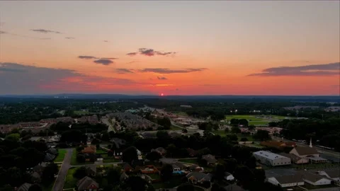 High altitude drone time lapse of sunset and traffic over Conway Arkansas Stock Footage 204964612