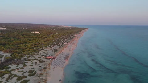 High-altitude drone view of Torre San Giovanni, Sunset Sea, Italy, morning light Stock Footage 281252846