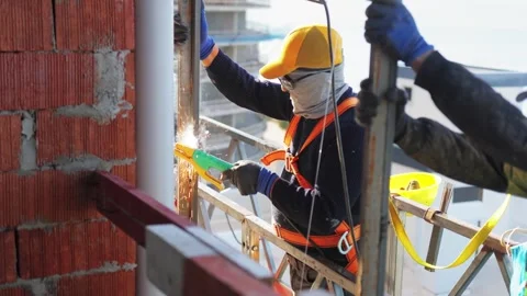High-altitude Metal Structure Installation. Stock Footage 259394674