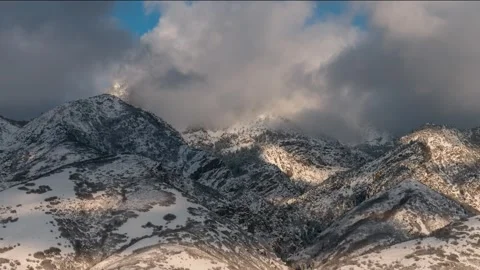 High-Altitude Mountain Range: Snow-Covered Alpine Peaks Stock Footage 339270293