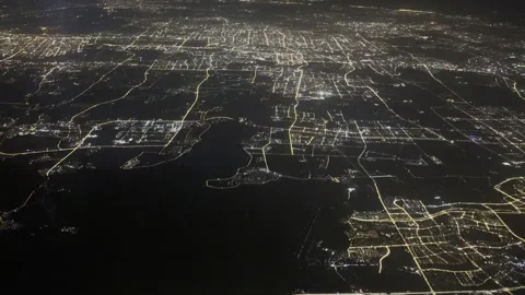 High altitude night view of Shanghai from a commercial flight. Stock Footage 333470479