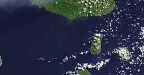High-altitude overflight aerial of active Ambrym volcano, Vanuatu archipelago Video stock 70253264