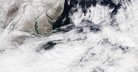 High-altitude overflight aerial of deep freeze along the US East Coast. Stock Footage 70235170