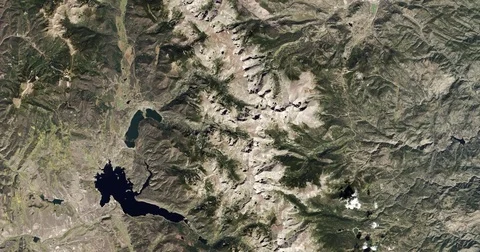 High-altitude overflight aerial of Rocky Mountain National Park, Colorado Stock Footage 70498317